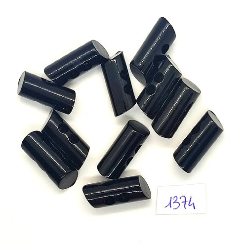 11 boutons brandebourg en résine noir - vintage - 10x25mm - tr1374