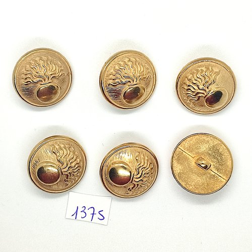 6 boutons en résine doré - vintage - 25mm - tr1375