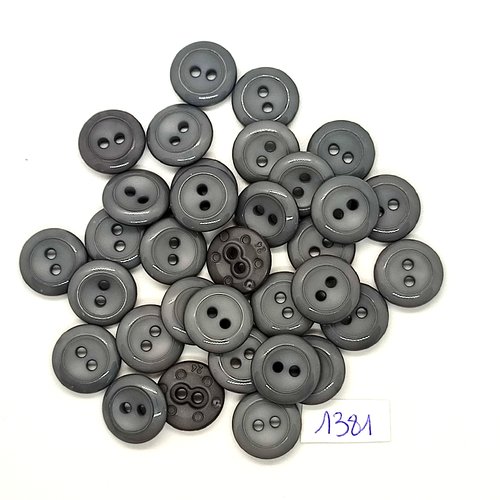 30 boutons en résine gris - vintage - 15mm - tr1381