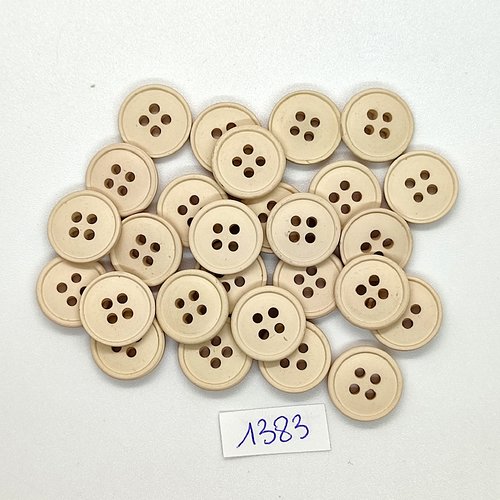 27 boutons en résine beige - vintage - 14mm - tr1383