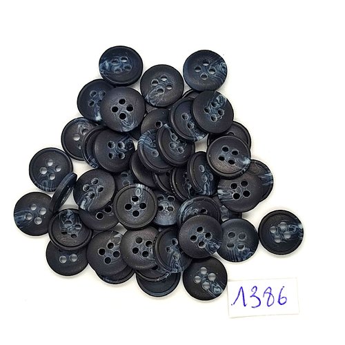49 boutons en résine gris / bleu - vintage - 12mm - tr1386