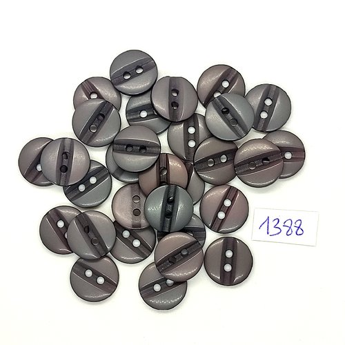 30 boutons en résine gris - vintage - 14mm - tr1388