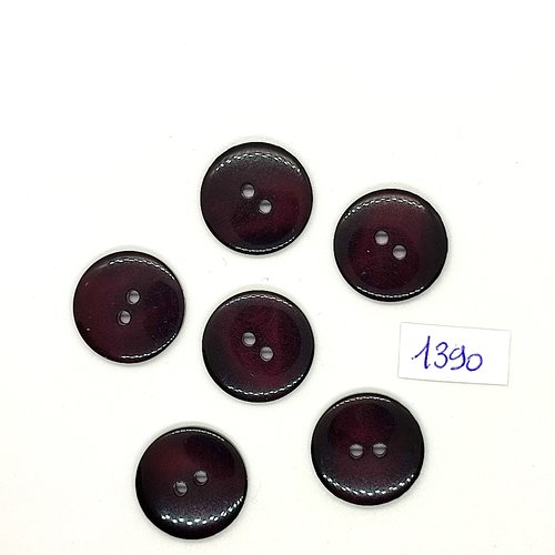 6 boutons en résine violet foncé - vintage - 20mm - tr1390