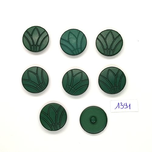 8 boutons en résine vert foncé - vintage - 22mm - tr1391