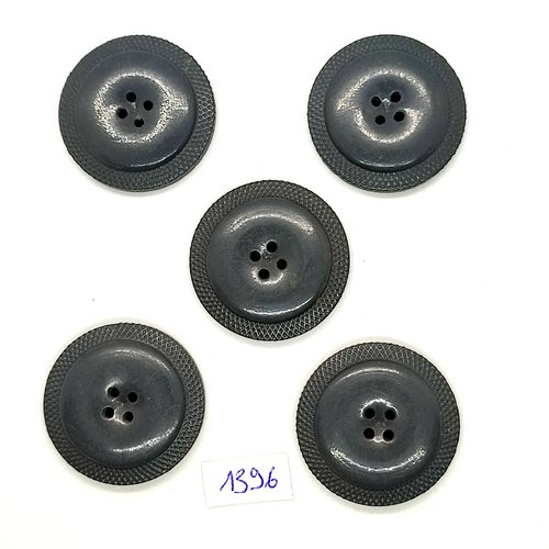 5 boutons en résine gris - vintage - 34mm - tr1396