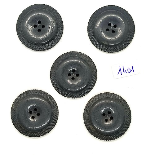 5 boutons en résine gris - vintage - 31mm - tr1401