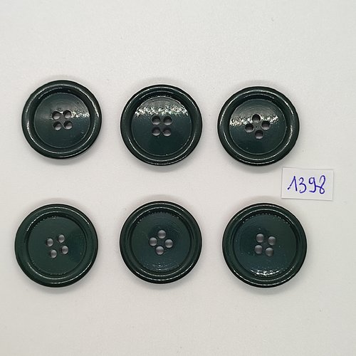 6 boutons en résine vert foncé" - vintage - 25mm - tr1398