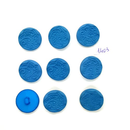 9 boutons en résine bleu - vintage - 23mm - tr1403