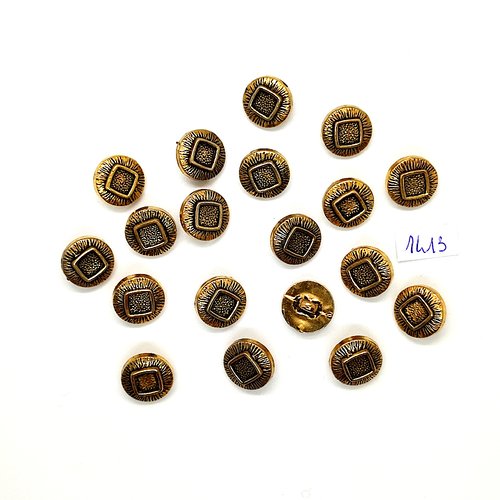 19 boutons en résine doré - vintage - 14mm - tr1413