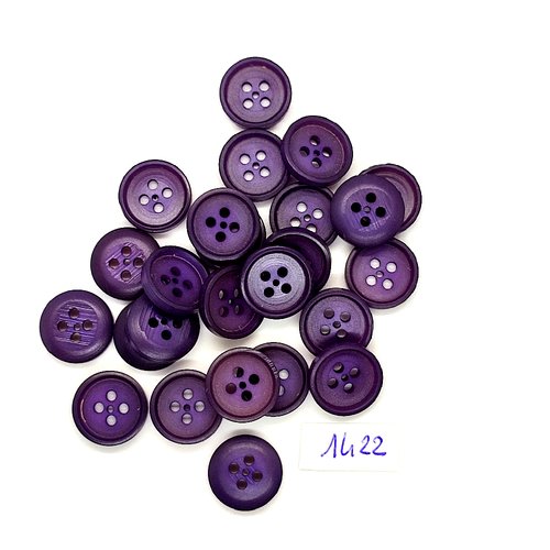25 boutons en résine violet - vintage - 14mm - tr1422