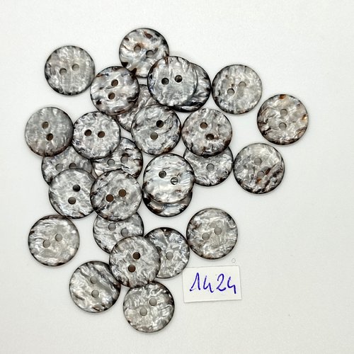 27 boutons en résine gris - vintage - 15mm - tr1424