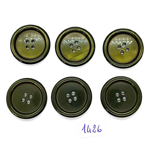6 boutons en résine vert - vintage - 28mm - tr1426