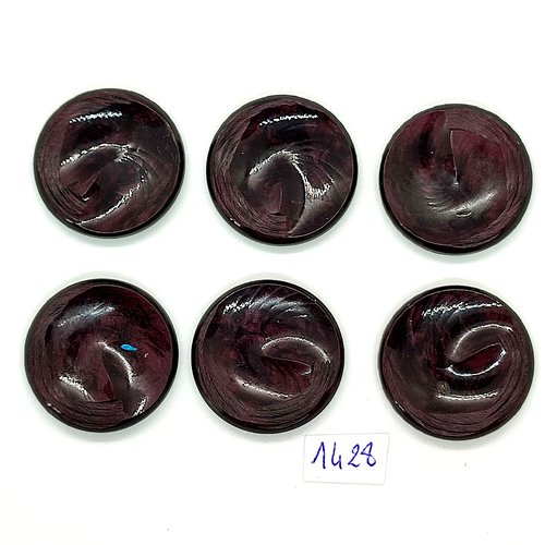 6 boutons en résine violet marbré - vintage - 30mm - tr1428