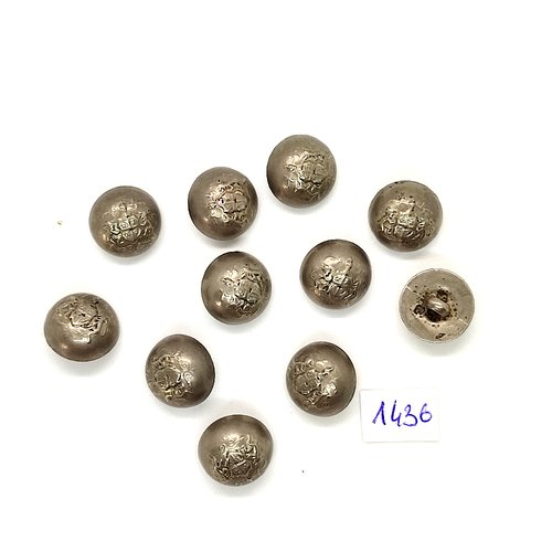 11 boutons en métal argenté - vintage - 15mm - tr1436