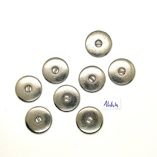 8 boutons en métal argenté - vintage - 22mm - tr1444