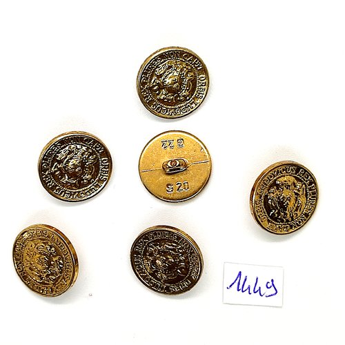 6 boutons en résine doré - vintage - 19mm - tr1449