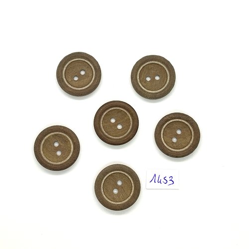 6 boutons en résine gris / taupe - vintage - 23mm - tr1453