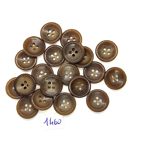 20 boutons en résine marron - vintage - 15mm - tr1460