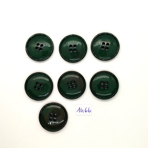 7 boutons en résine vert - vintage - 27mm - tr1466