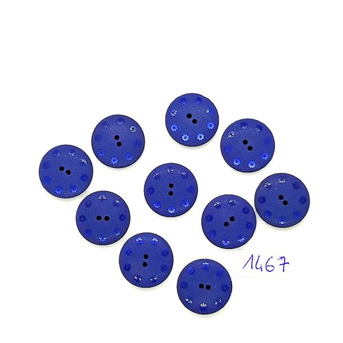 10 boutons en résine bleu - vintage - 18mm - tr1467
