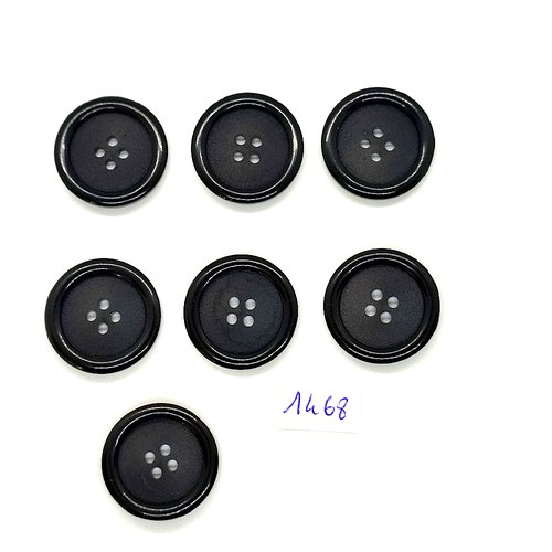 7 boutons en résine noir - vintage - 25mm - tr1468