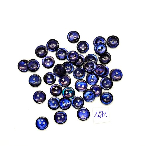 39 boutons en nacre bleu foncé - vintage - 10mm - tr1471