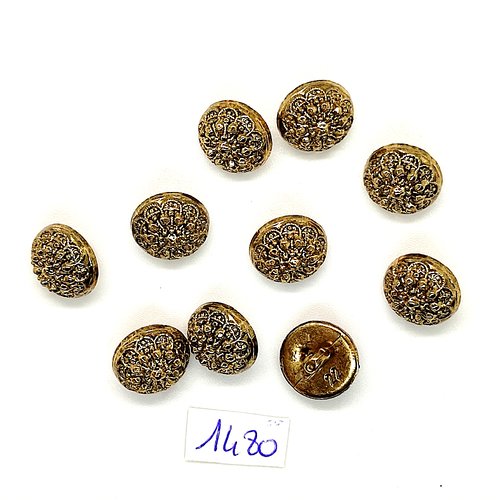 10 boutons en résine doré - vintage - 13mm - tr1480