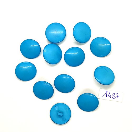 12 boutons en résine bleu - vintage - 19mm - tr1487
