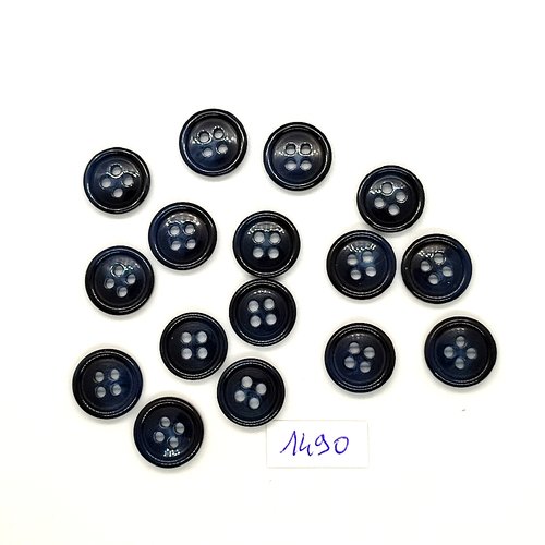16 boutons en résine bleu nuit - vintage - 15mm - tr1490