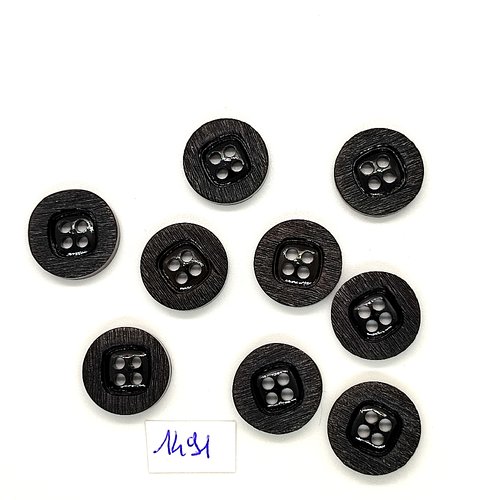 9 boutons en résine noir - vintage - 17mm - tr1491