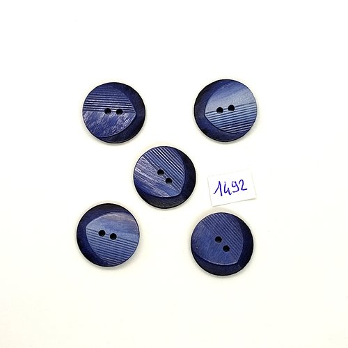 5 boutons en résine bleu - vintage - 22mm - tr1492
