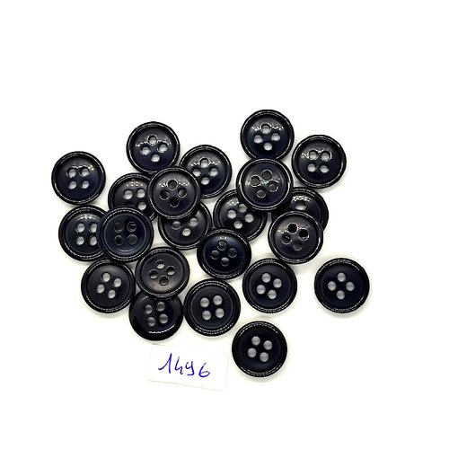 22 boutons en résine noir - vintage - 15mm - tr1496