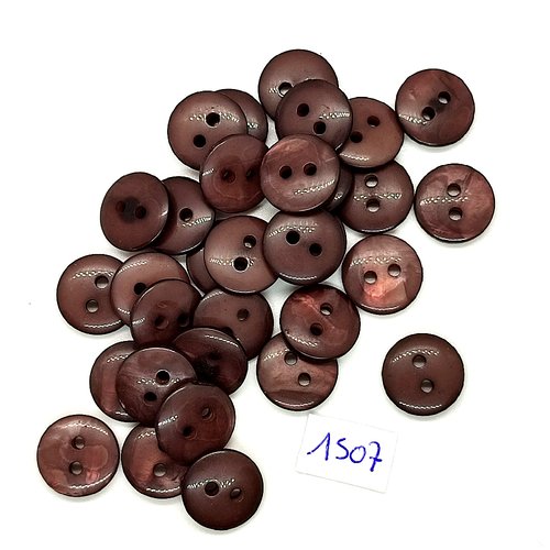 32 boutons en résine marron - vintage - 14mm - tr1507