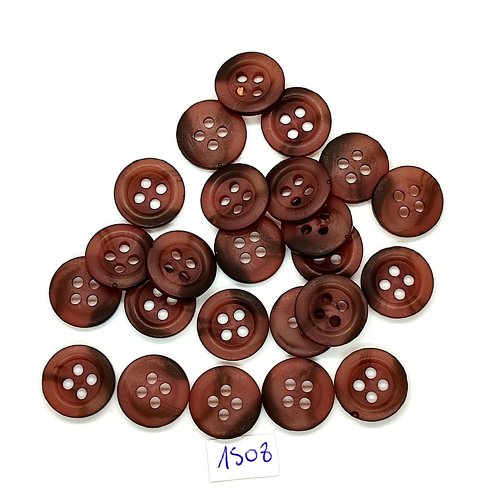 24 boutons en résine marron - vintage - 15mm - tr1508