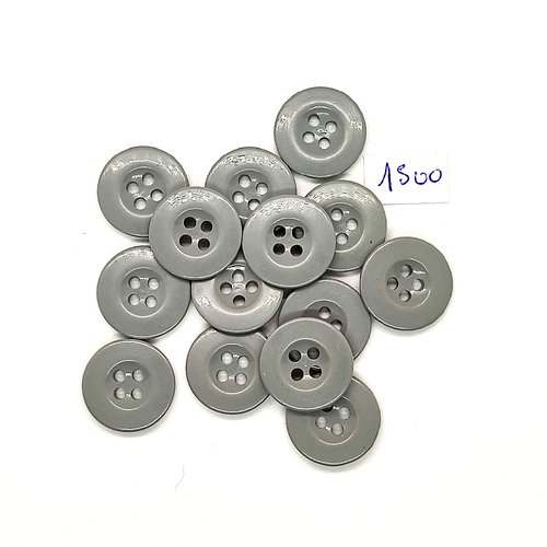 14 boutons en résine gris - vintage - 18mm - tr1500