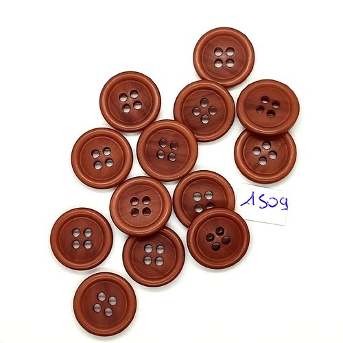 13 boutons en résine marron - vintage - 18mm - tr1509