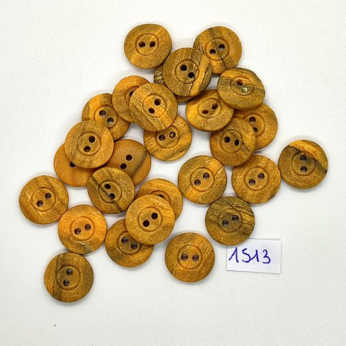 27 boutons en résine ocre - vintage - 14mm - tr1513