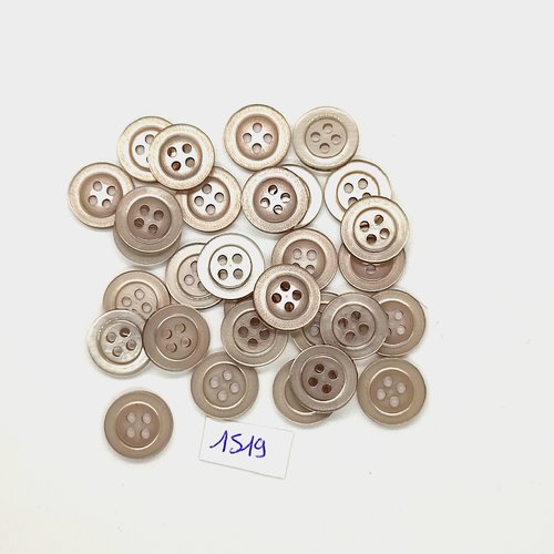 29 boutons en résine taupe - vintage - 14mm - tr1519