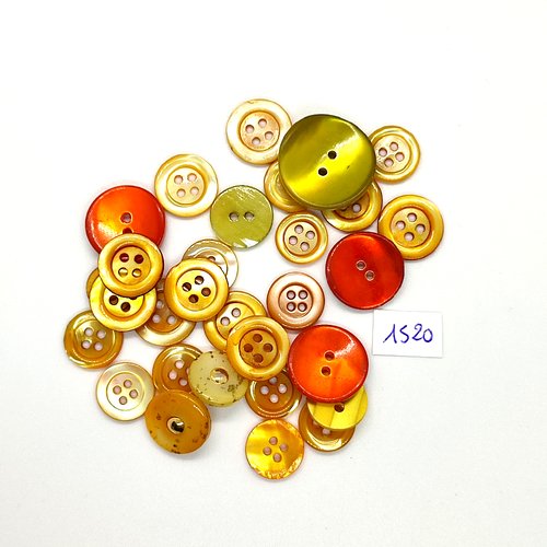 30 boutons en nacre multicolore - vintage - taille diverse - tr1520