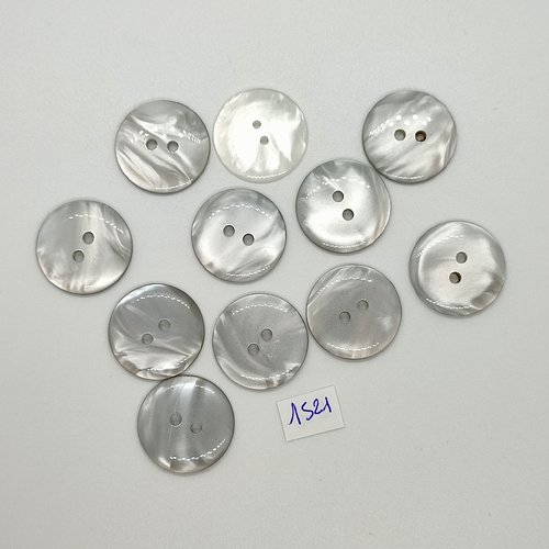 11 boutons en résine gris - vintage - 22mm - tr1521