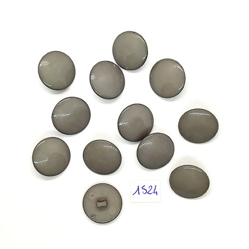 12 boutons en résine gris - vintage - 19mm - tr1524