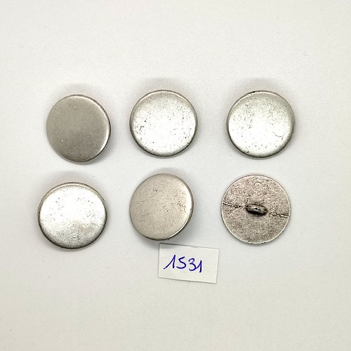 6 boutons en métal argenté - vintage -  23mm - tr1531