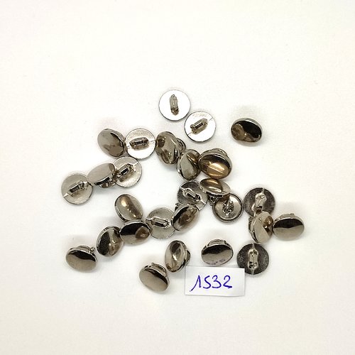 28 boutons en résine argenté - vintage -  10mm - tr1532