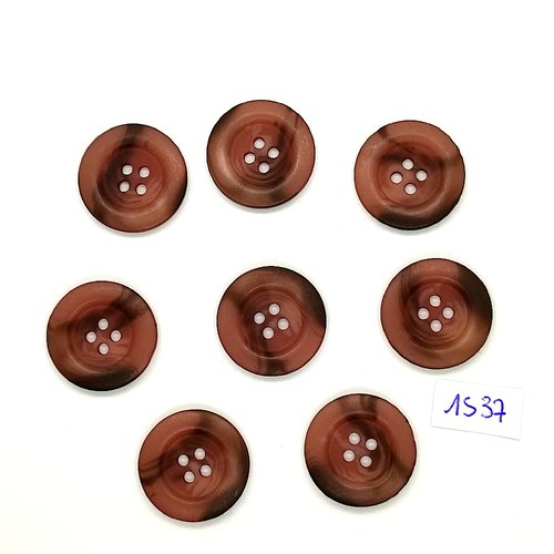 8 boutons en résine marron - vintage -  23mm - tr1537