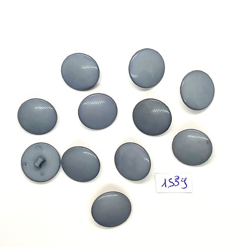 11 boutons en résine gris - vintage -  19mm - tr1539
