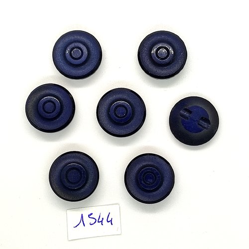 7 boutons en résine bleu - vintage - 19mm - tr1544