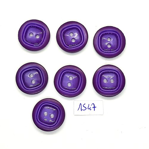 7 boutons en résine violet / lilas foncé - vintage - 21mm - tr1547