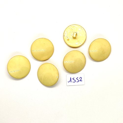 6 boutons en résine ivoire / jaune - vintage - 22mm - tr1552