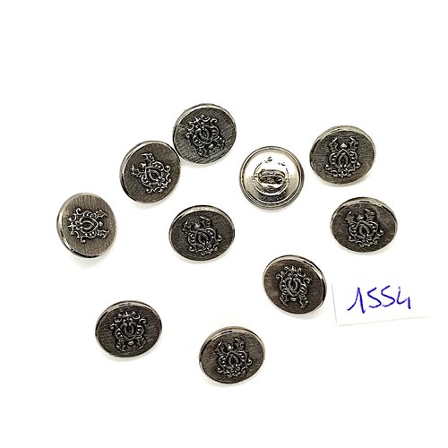 13 boutons en métal argenté - vintage - 14mm - tr1554