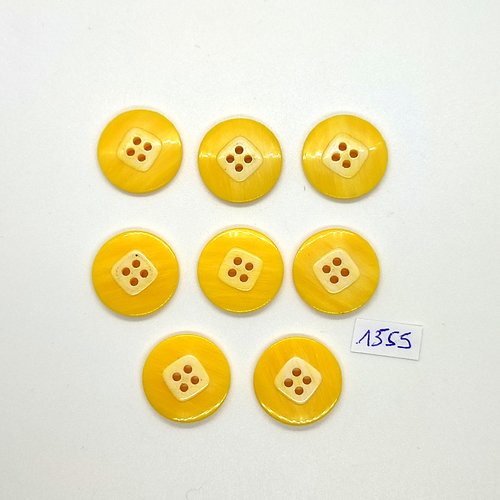 8 boutons en résine jaune - vintage - 23mm - tr1555